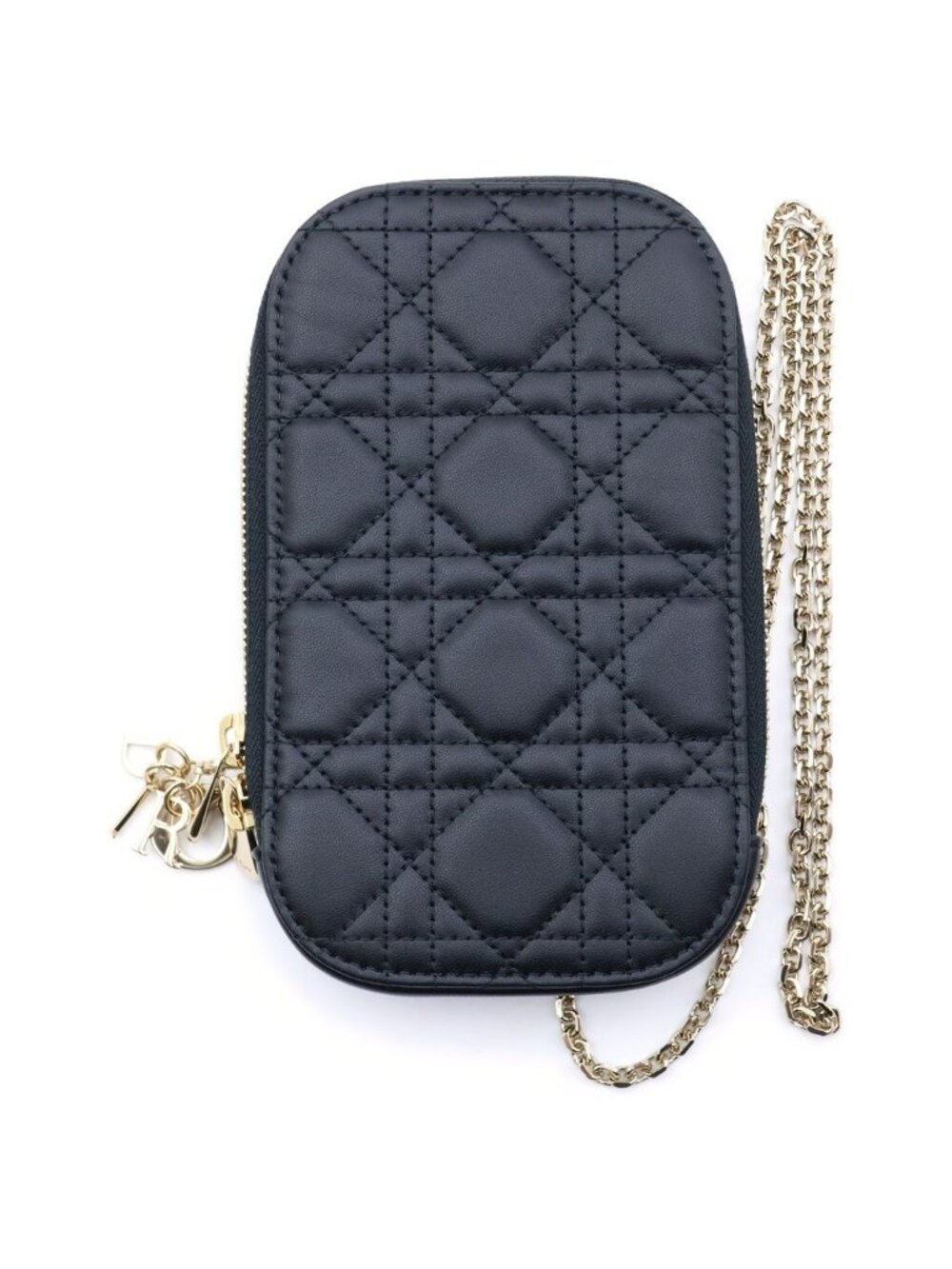 Dior Lady Cannage Chain Shoulder Phone Case Black